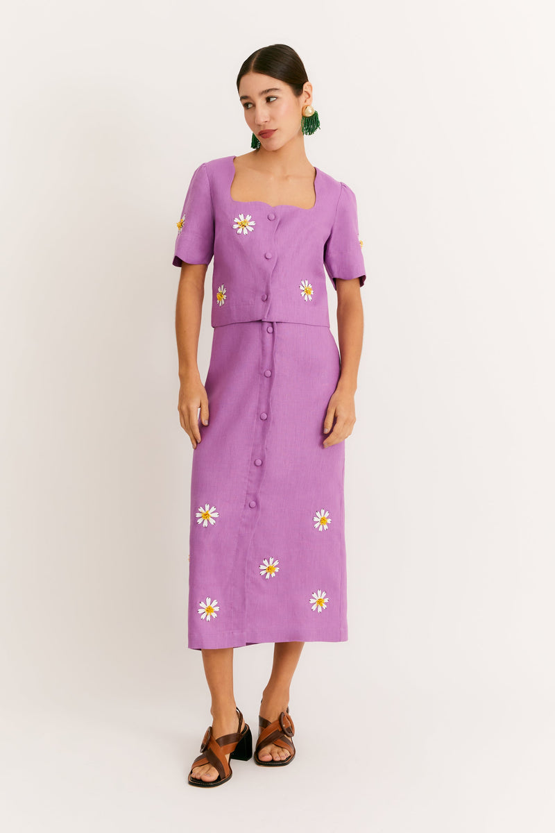 Liatris Embroidered Wave Top
