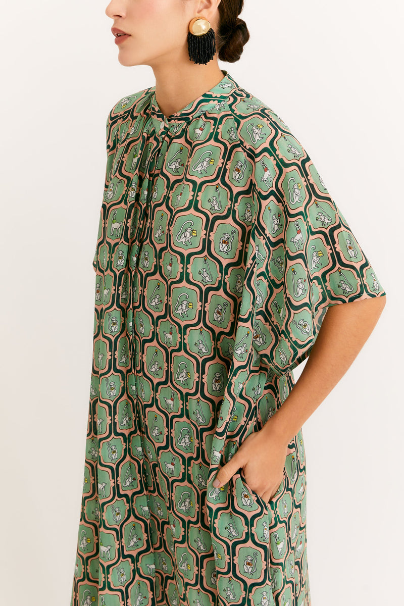 Green Monkeys Pointed Dress