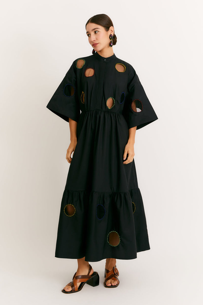 Black Embroidered Mayan Dress