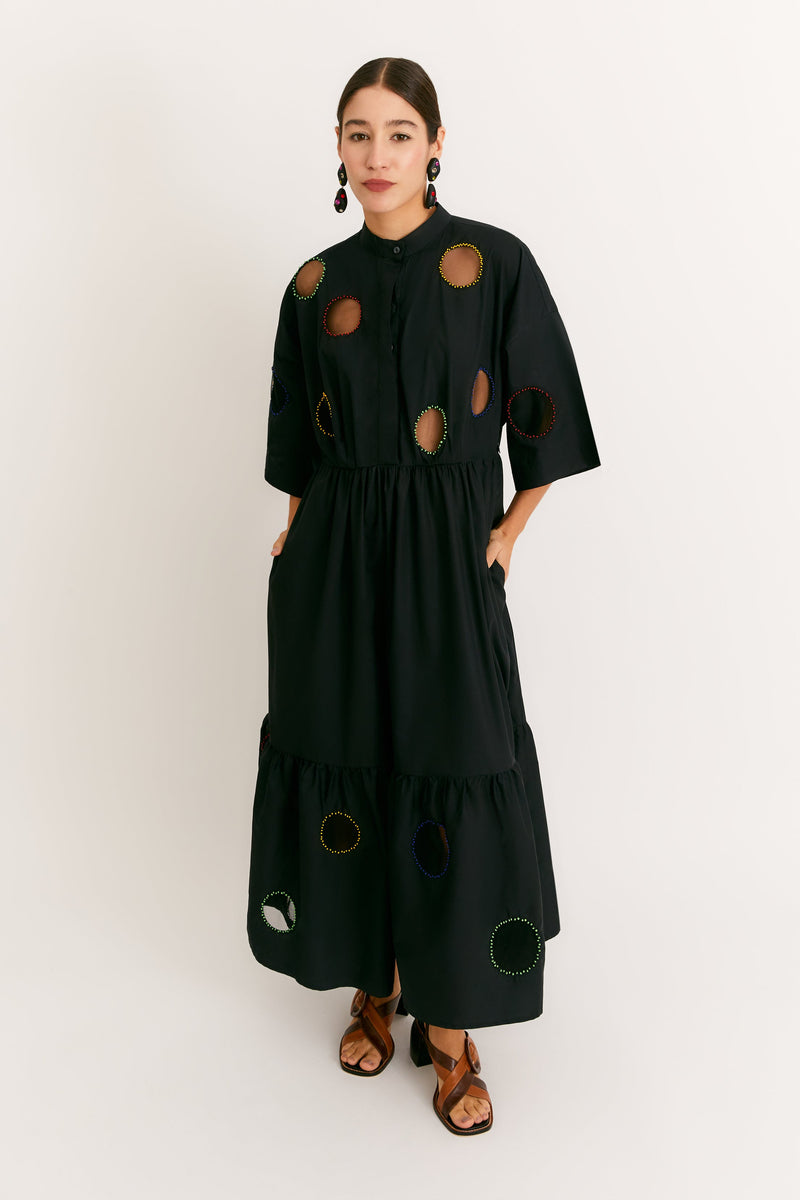 Black Embroidered Mayan Dress