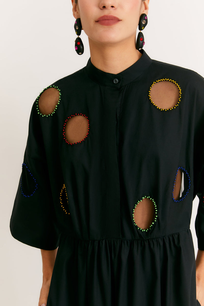 Black Embroidered Mayan Dress