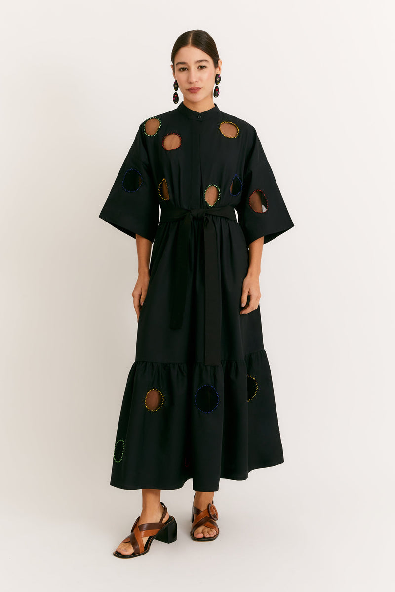 Black Embroidered Mayan Dress